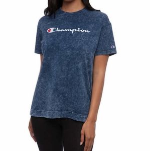 Champion Ladies' Cloudwash Tee, Dark Blue, Small
